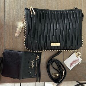 Jessica Simpson Black and gold crossbody and Wallet
